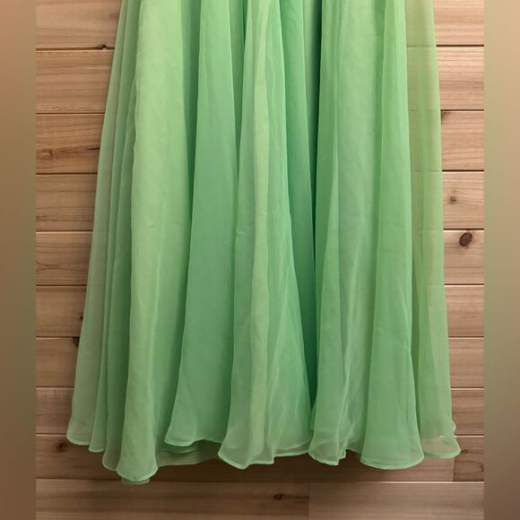 Vintage Mike Benet Size Small Lime Green Sequin Babydoll Chiffon Prom Dress - Picture 9 of 13